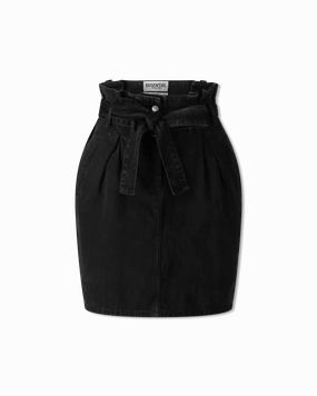 Paperbag Waist Denim Mini Skirt
