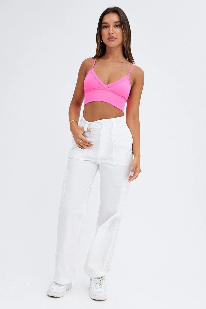 Pink Bralette V neck Seamless