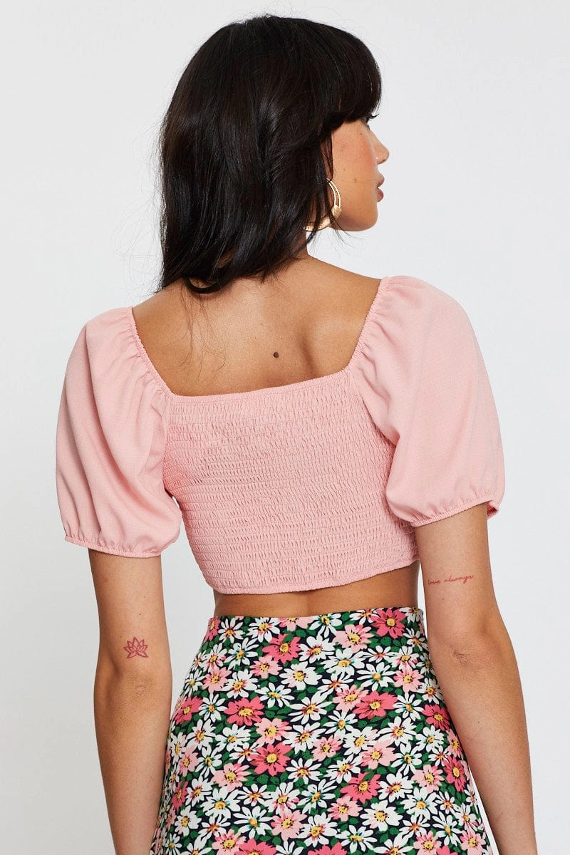 Pink Crop Bolero Short Sleeve