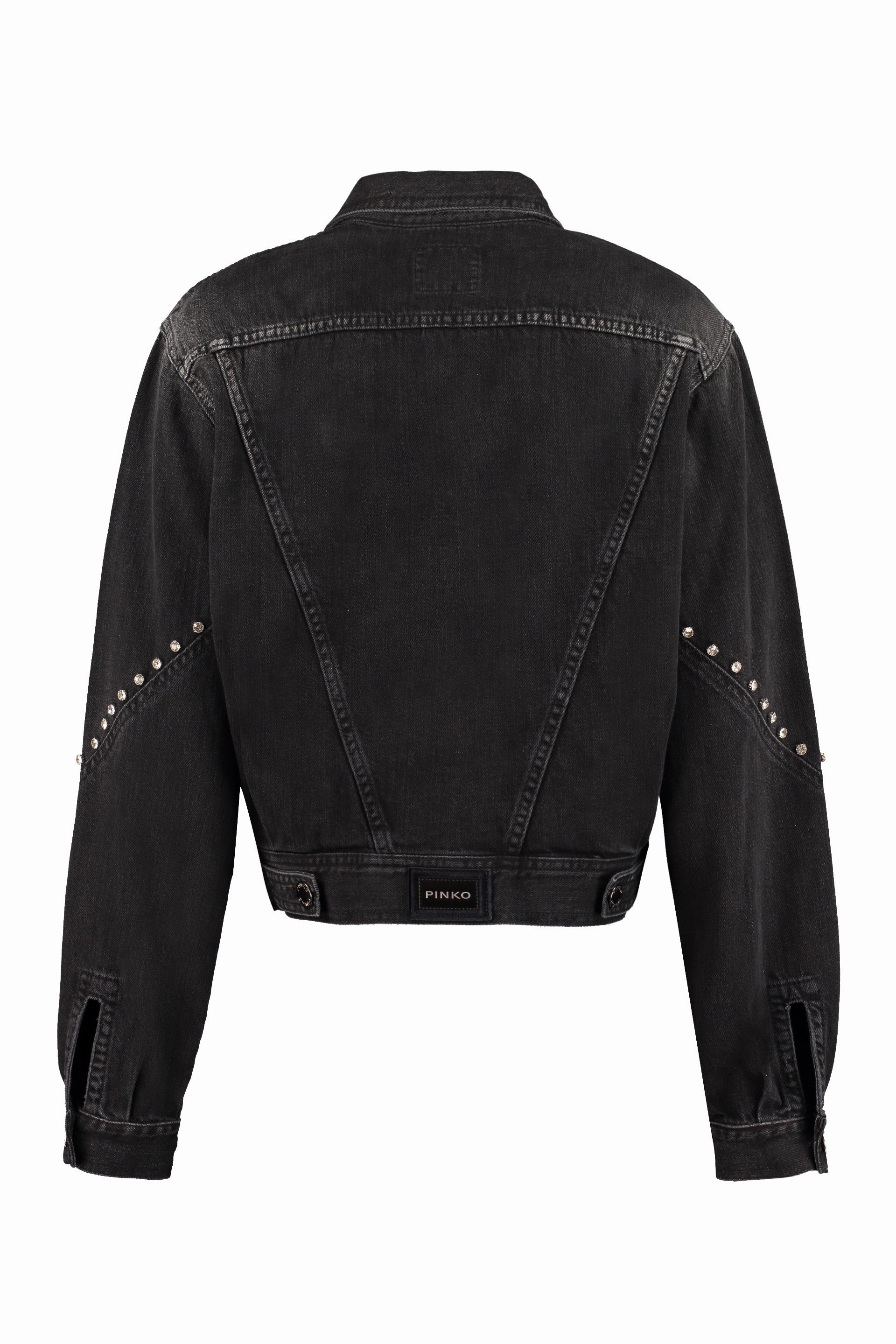 Pinko Embellished Buttoned Ripped Denim Jacket