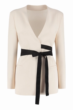 Pinko V-Neck Long Sleeved Belted Blazer