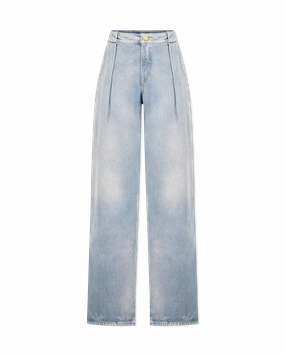 Pleated Denim Jeans