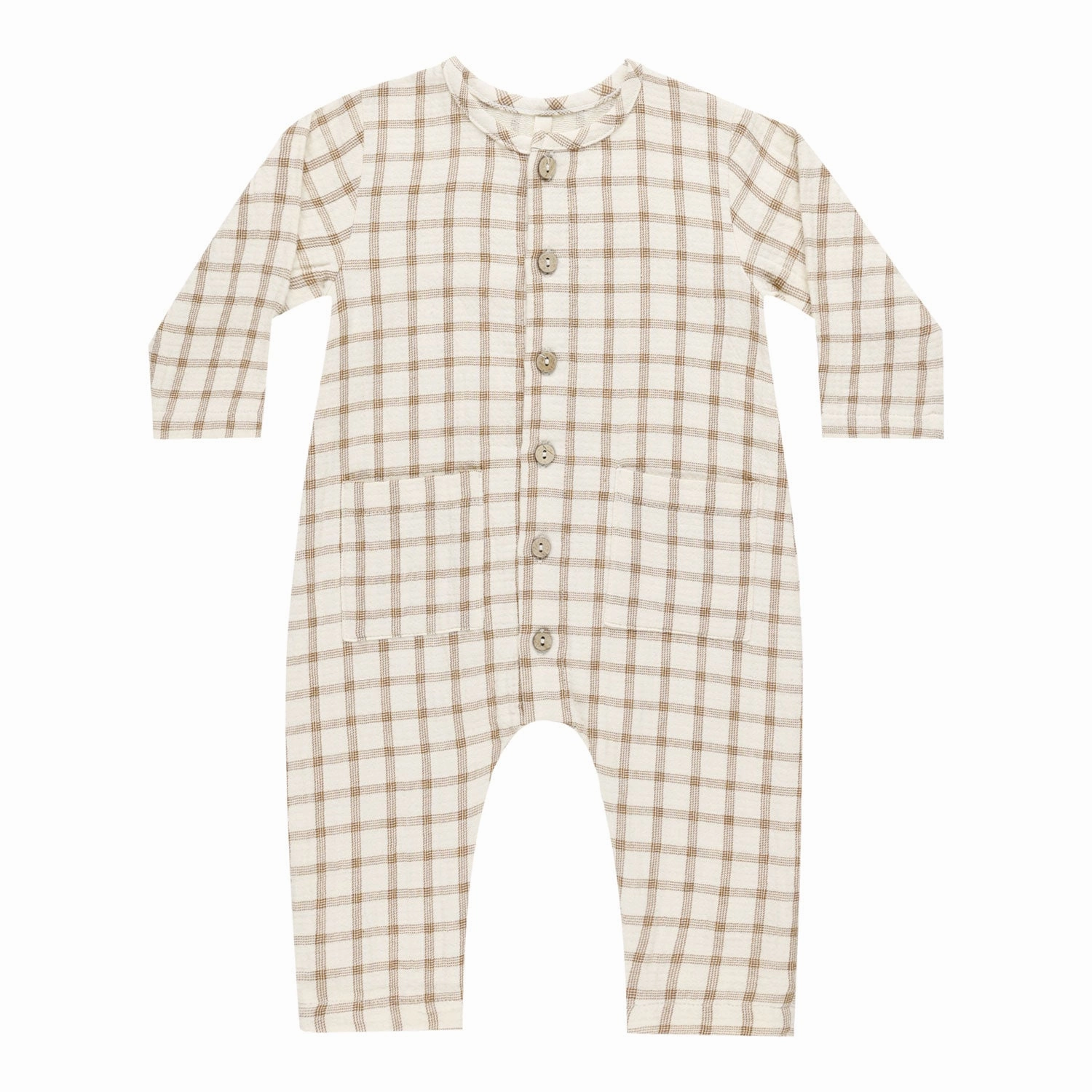 Pocketed Woven Jumpsuit - Cinnamon Plaid - FINAL SALE