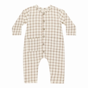 Pocketed Woven Jumpsuit - Cinnamon Plaid - FINAL SALE