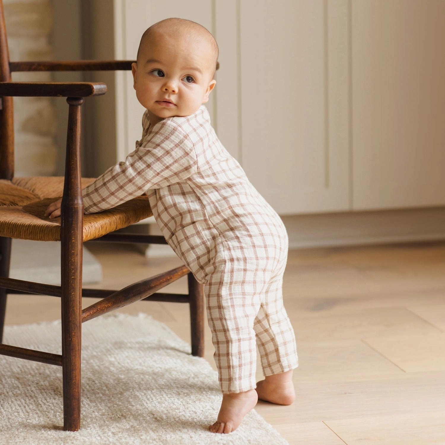 Pocketed Woven Jumpsuit - Cinnamon Plaid - FINAL SALE