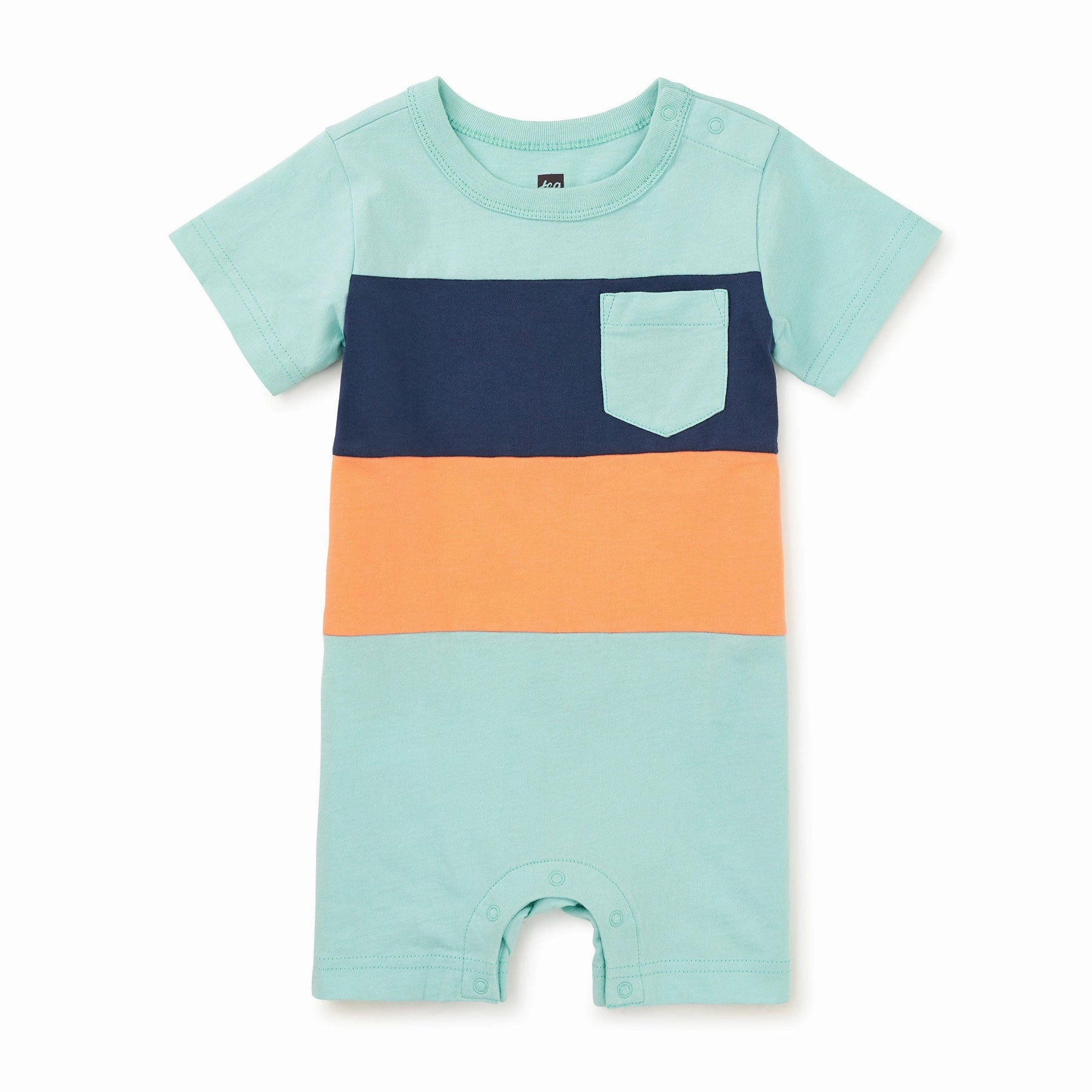 Pop Pocket Shortie Baby Romper - Canal Blue