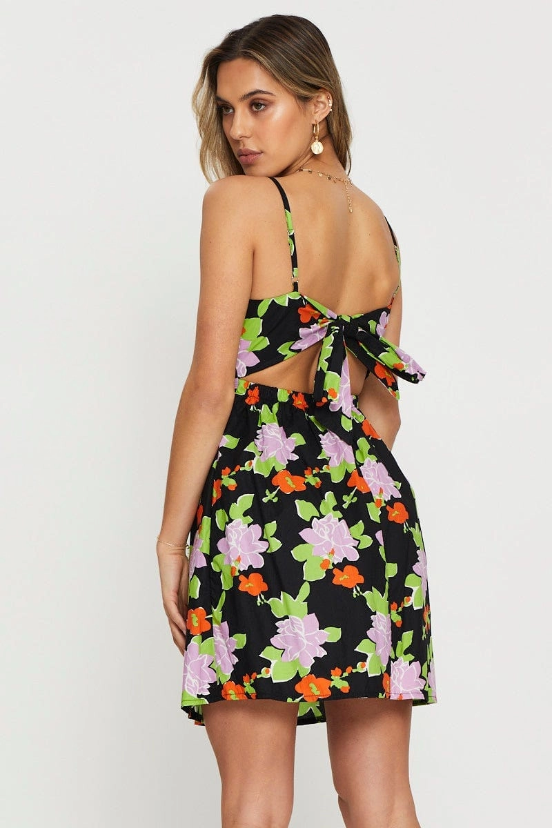 Print A Line Dress Mini