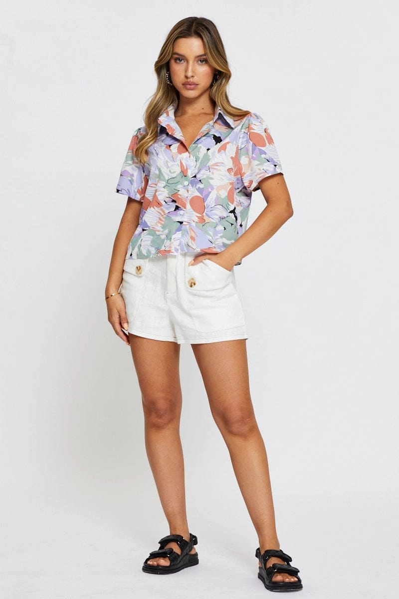 Print Crop Top Sleeveless Halter