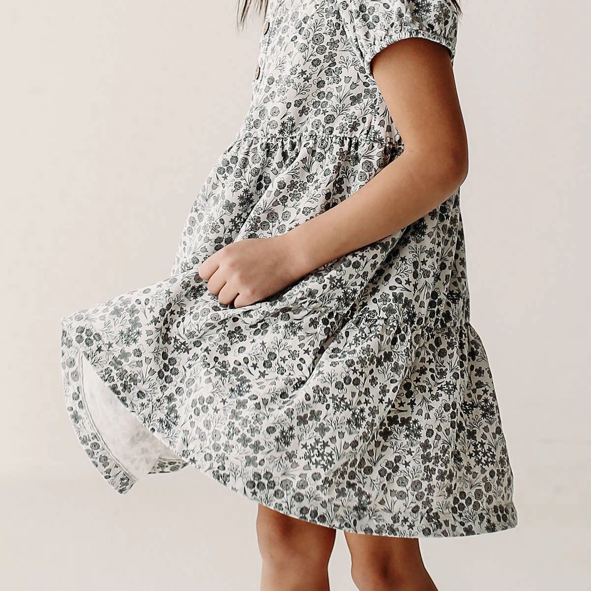 Puff Sleeve Henley Dress - Calico Flora