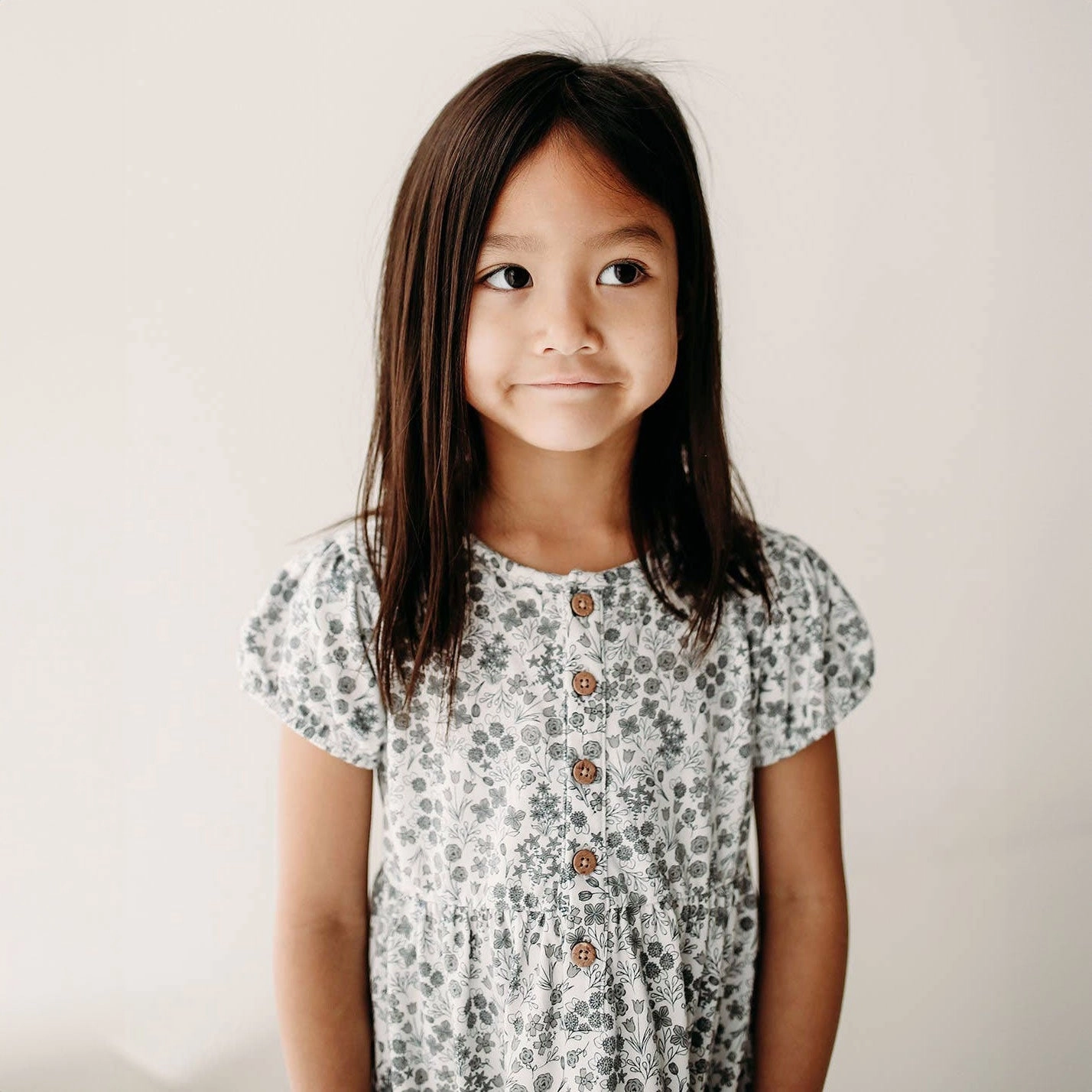 Puff Sleeve Henley Dress - Calico Flora