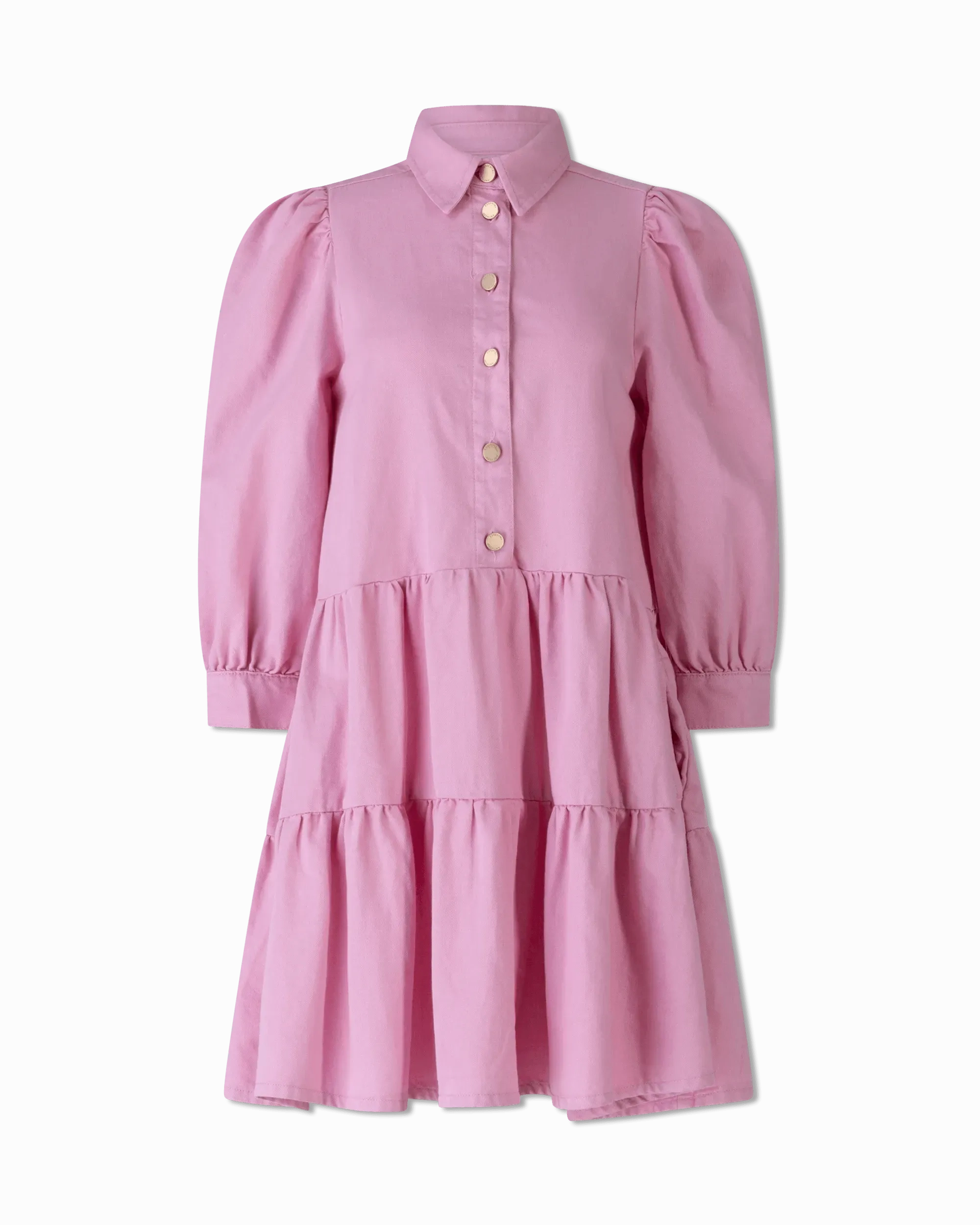 Puffy Sleeve A-line Denim Dress