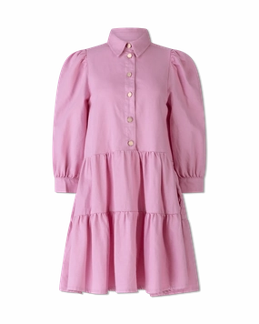 Puffy Sleeve A-line Denim Dress