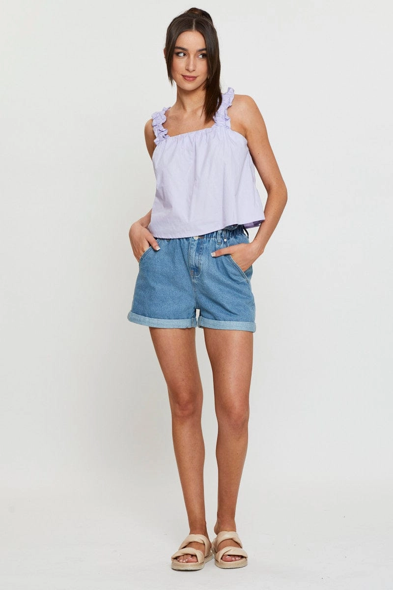 Purple Square Neck Crop Top