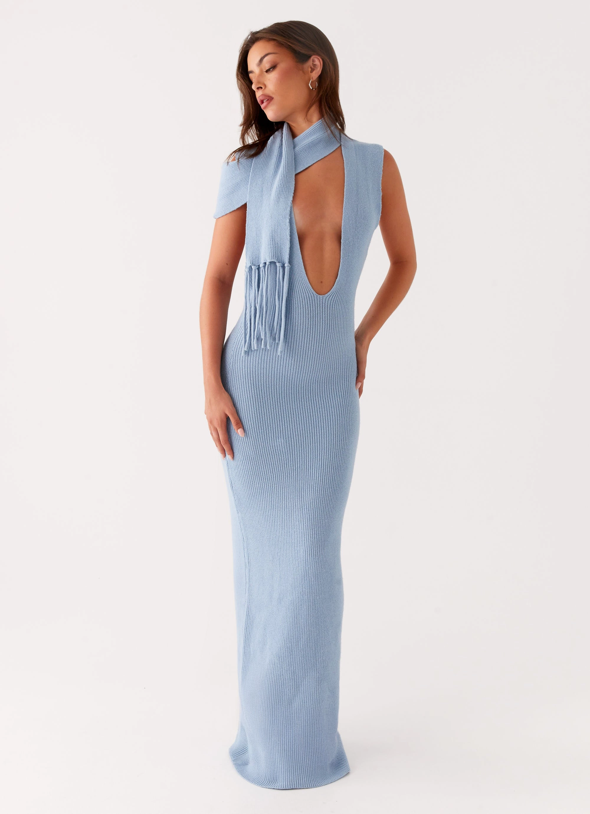 Raine Knit Maxi Dress - Blue