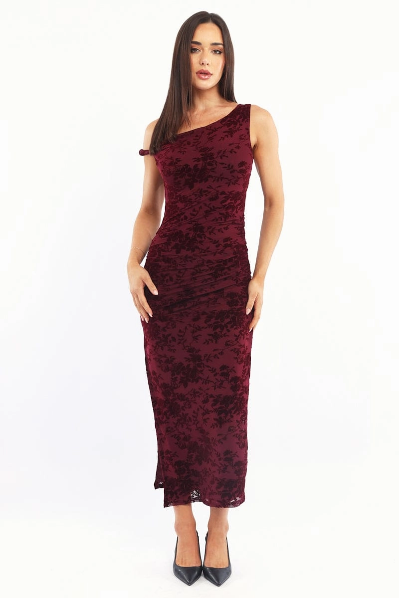 Red Bodycon Dress Burnout
