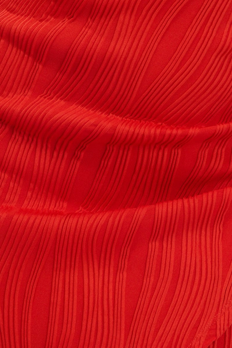 Red Bodycon Dress Textured Mini