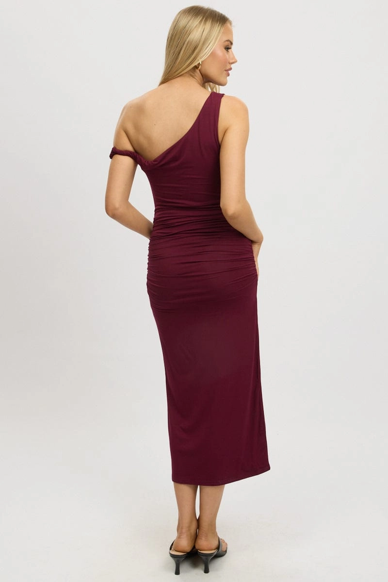 Red Bodycon Dress Twist Off Shoulder