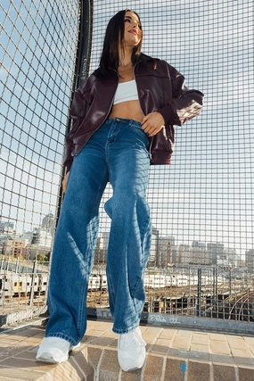 Red Bomber Jacket Faux Leather