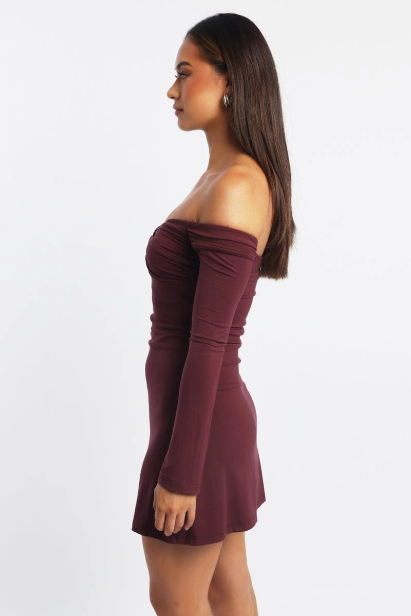 Red Off Shoulder Mini Dress