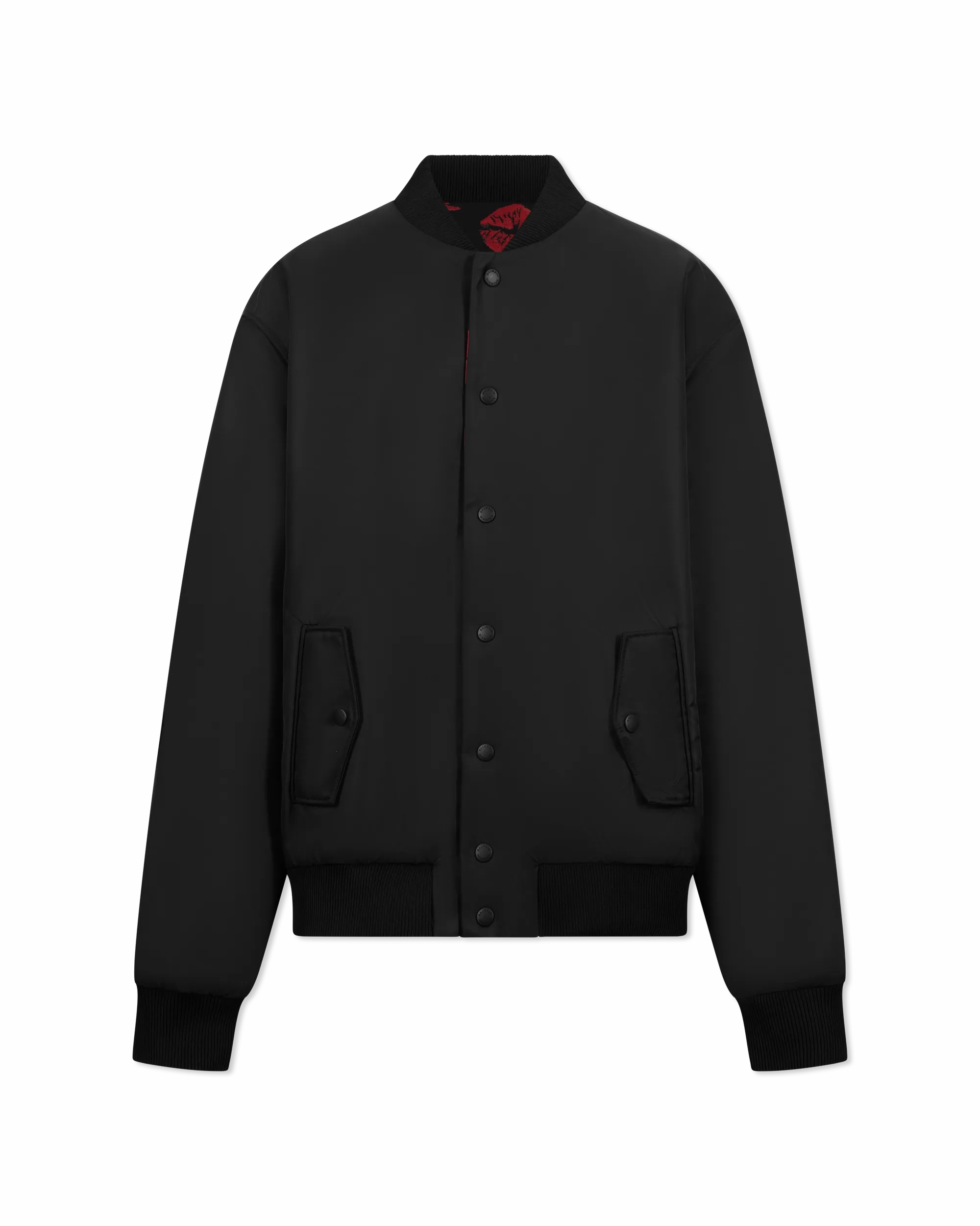 Reversible Kiss Print Nylon Bomber Jacket