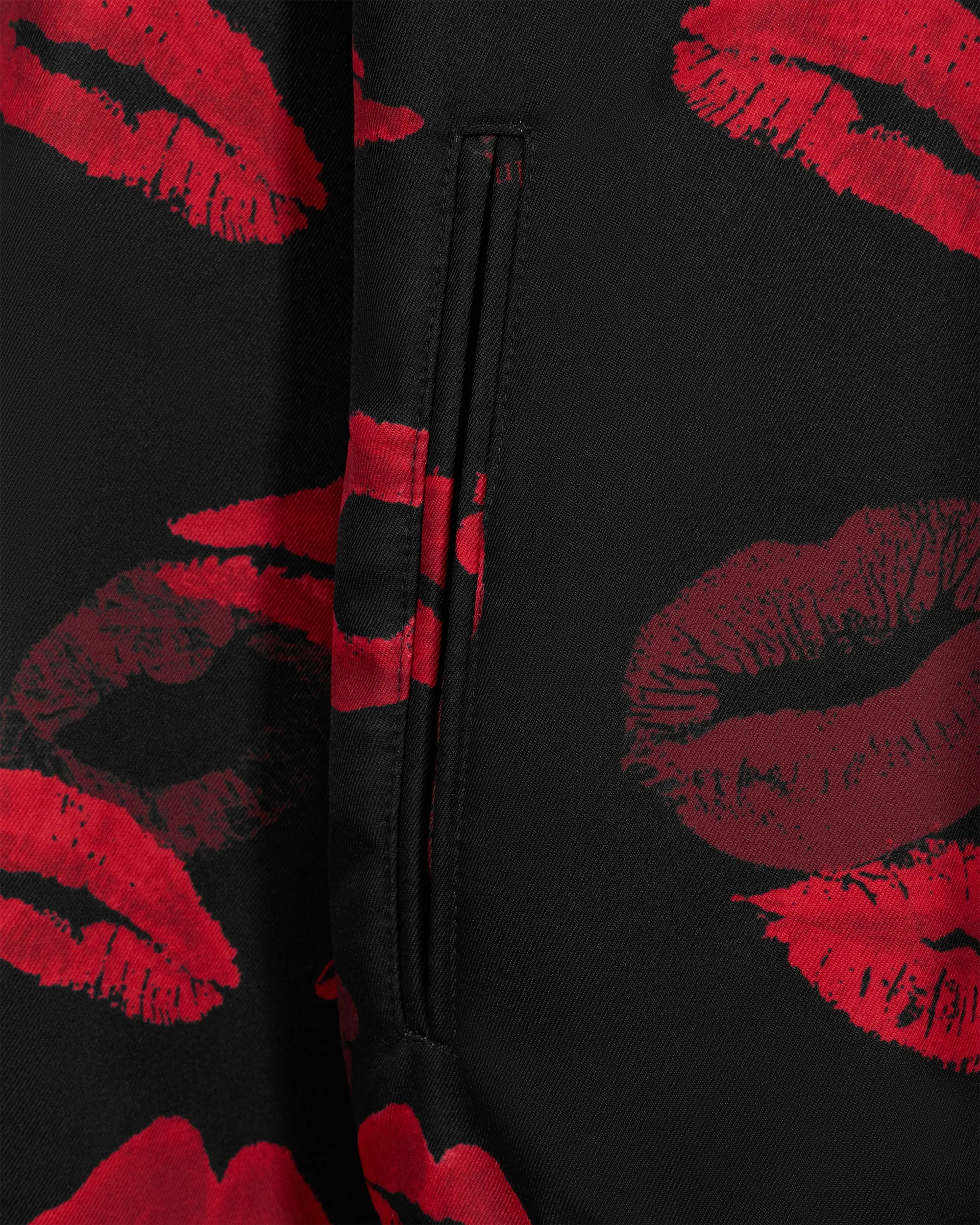 Reversible Kiss Print Nylon Bomber Jacket