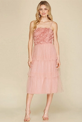 Rose Absolute Tulle Midi Dress