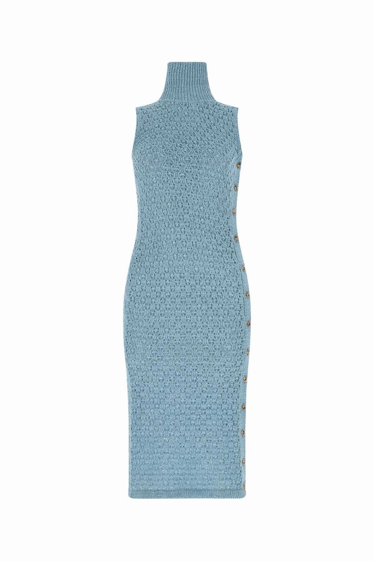 ROTATE Button-Detailed High Neck Sleeveless Dress