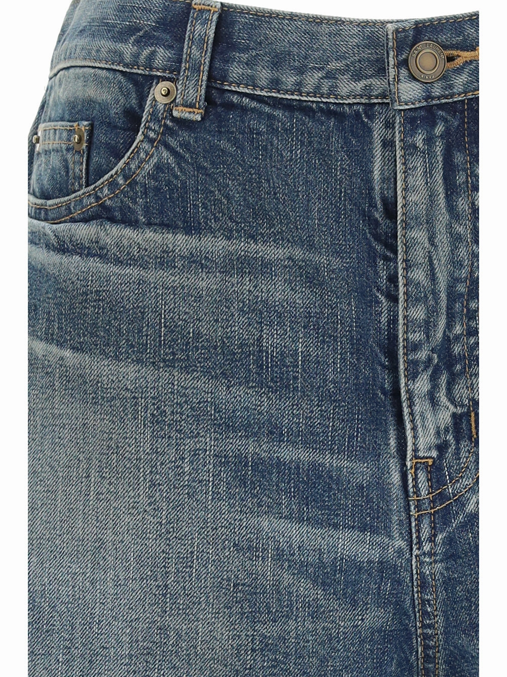 Saint Laurent Button Detailed Denim Shorts