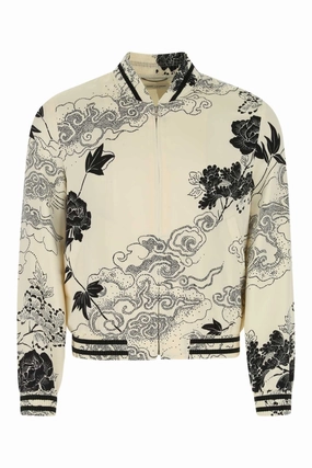 Saint Laurent Floral Printed Long-Sleeved Bomber Jacket