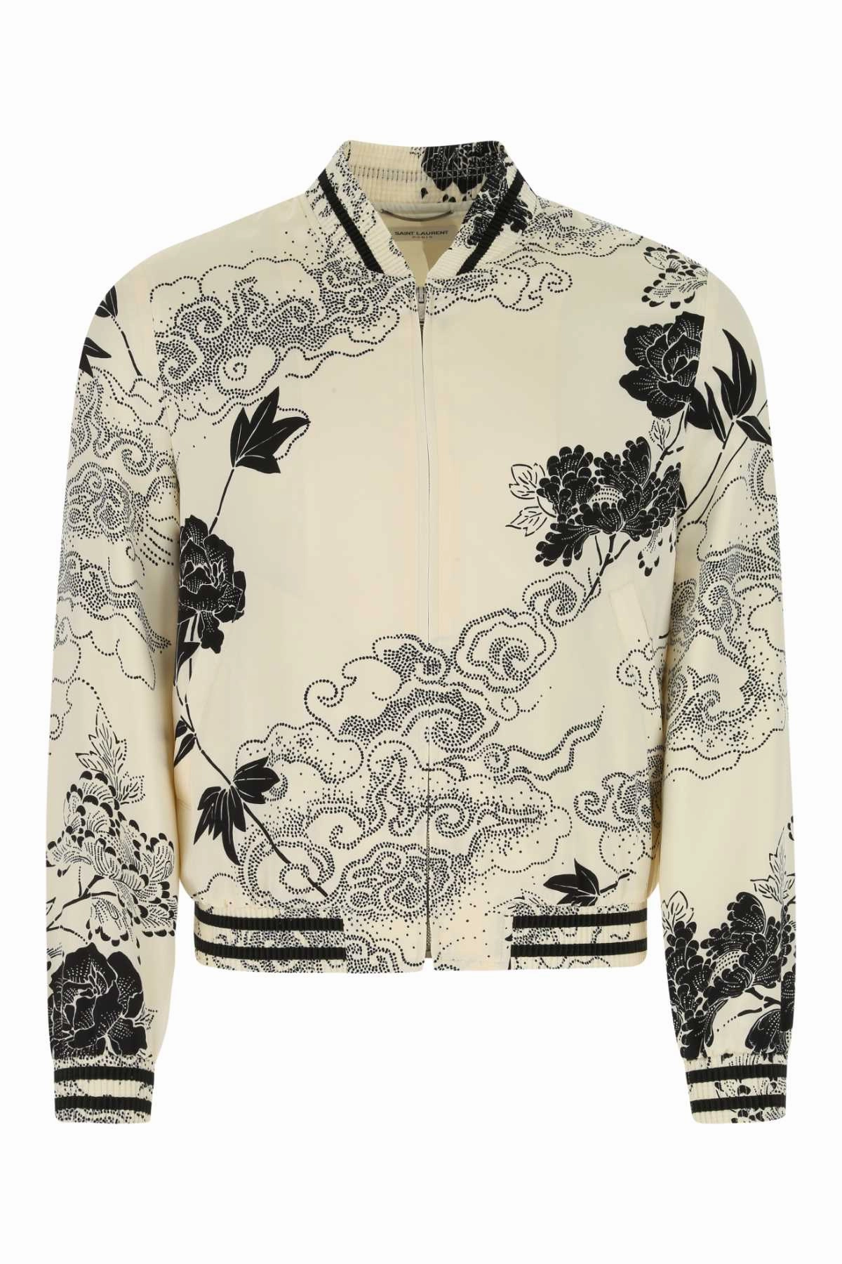 Saint Laurent Floral Printed Long-Sleeved Bomber Jacket