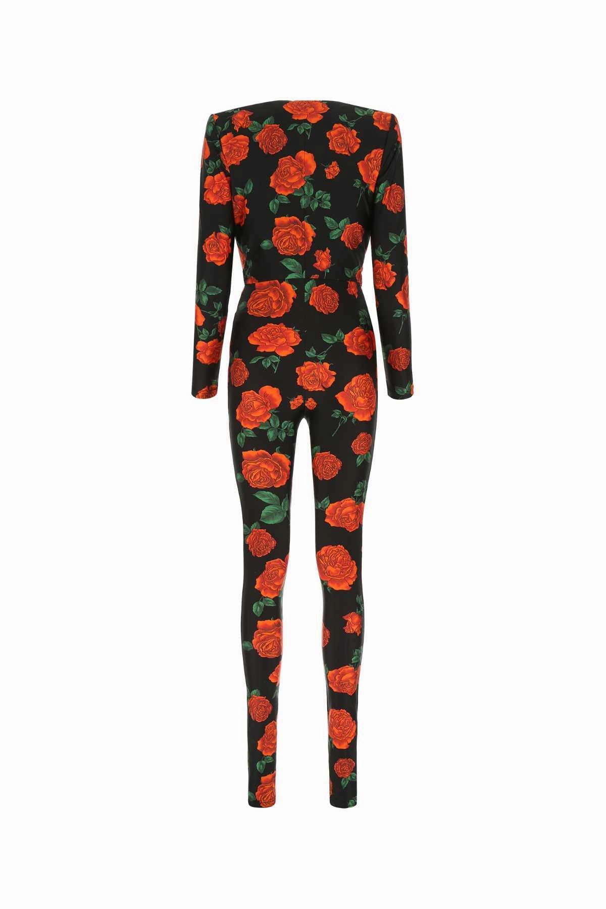 Saint Laurent Floral Printed V-Neck Jumpsuit