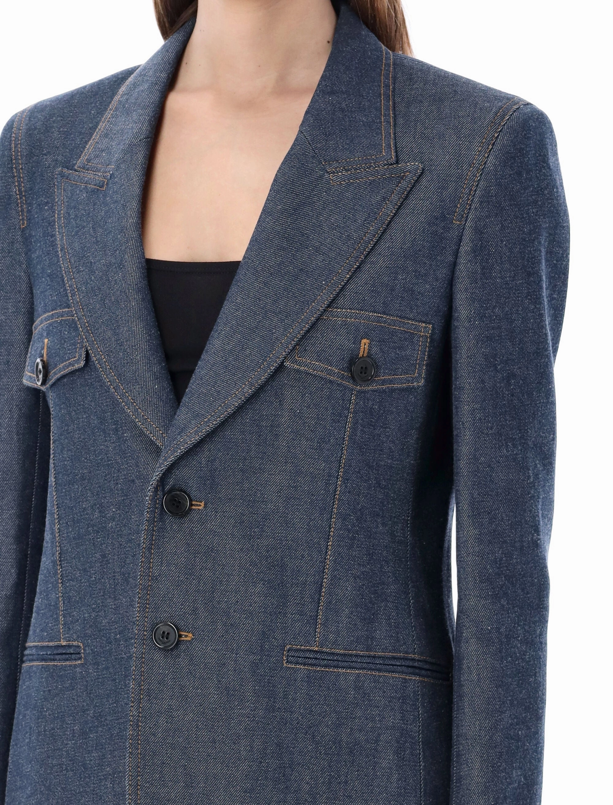 Saint Laurent Long-Sleeved Denim Blazer