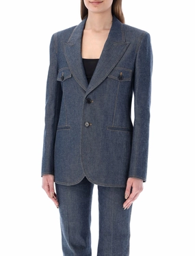 Saint Laurent Long-Sleeved Denim Blazer