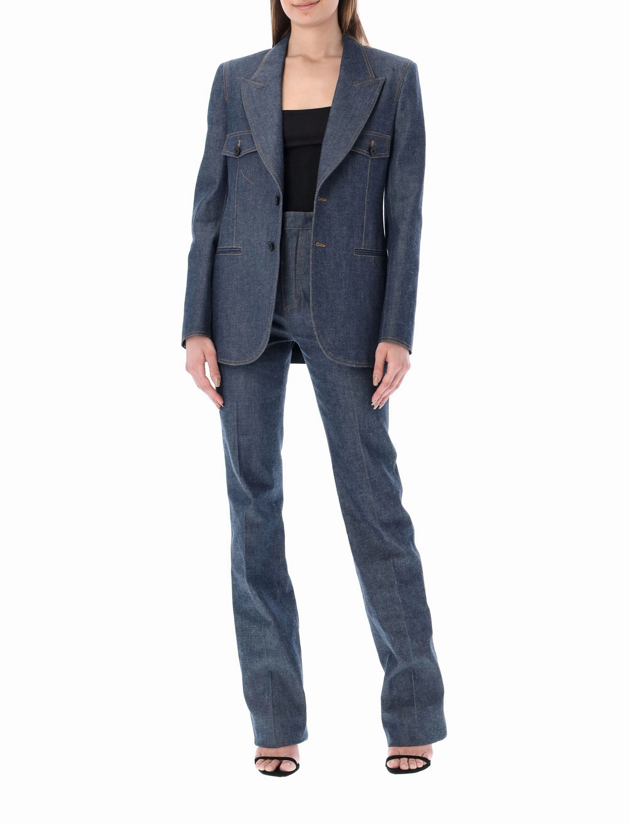 Saint Laurent Long-Sleeved Denim Blazer