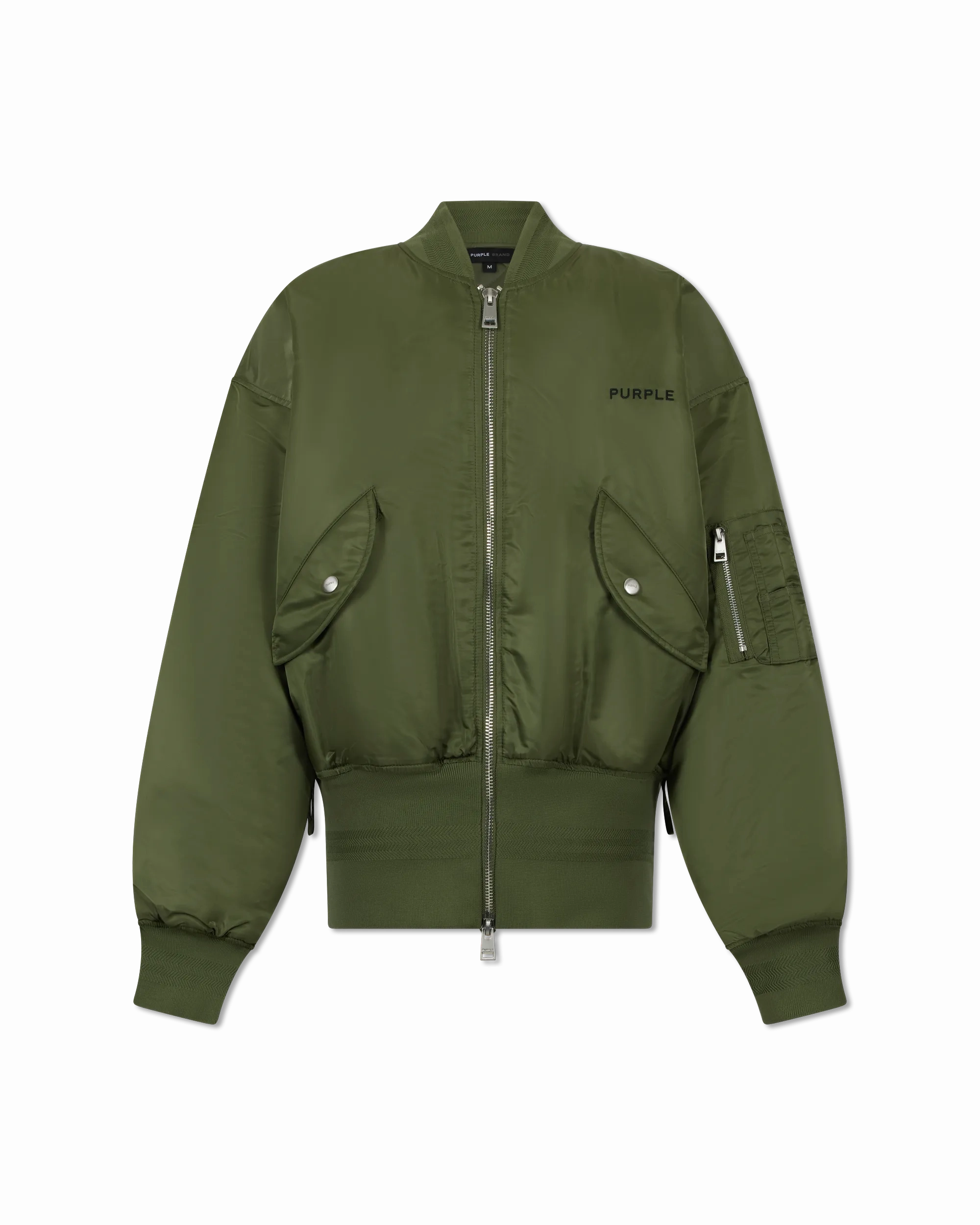 Satin Zip Front Bomber