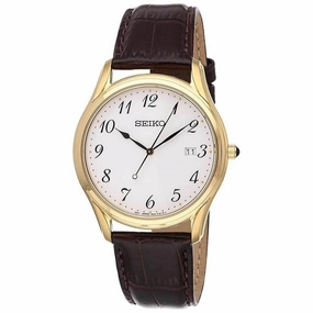 Seiko SUR306P1 White Dial Leather Strap Analog Men's Watch