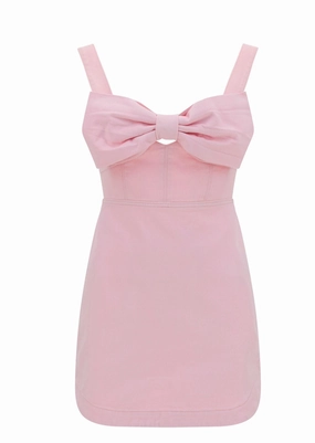 Self-Portrait Bow Denim Mini Dress