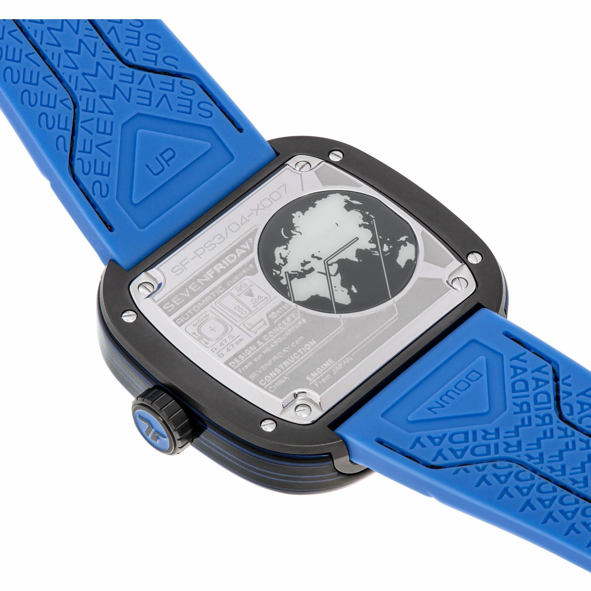 SevenFriday Men's Watch - PS Series CCB Semi-Skeleton Dial Silicone Strap | PS3-04