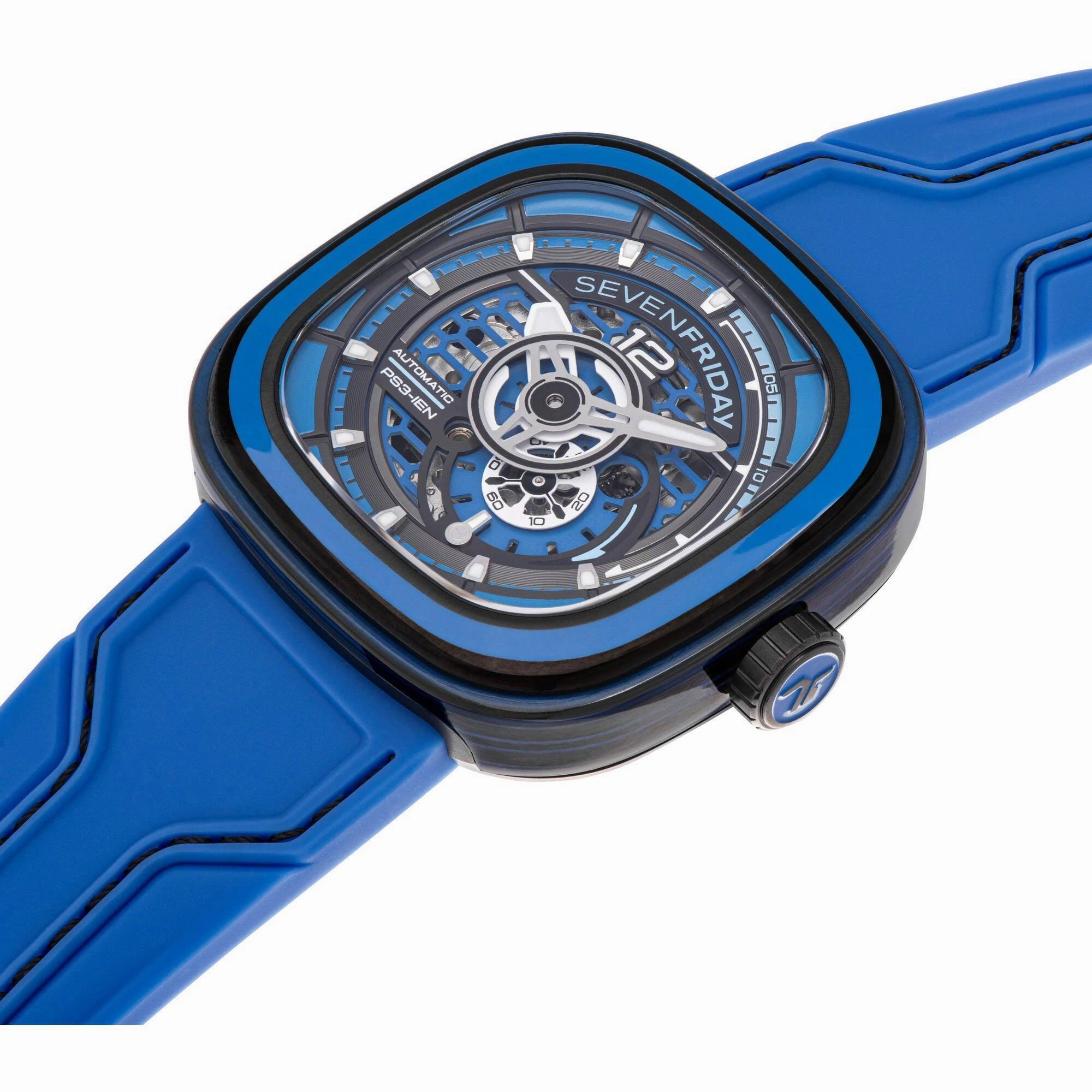 SevenFriday Men's Watch - PS Series CCB Semi-Skeleton Dial Silicone Strap | PS3-04