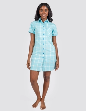 Sky Grid Diner Dress