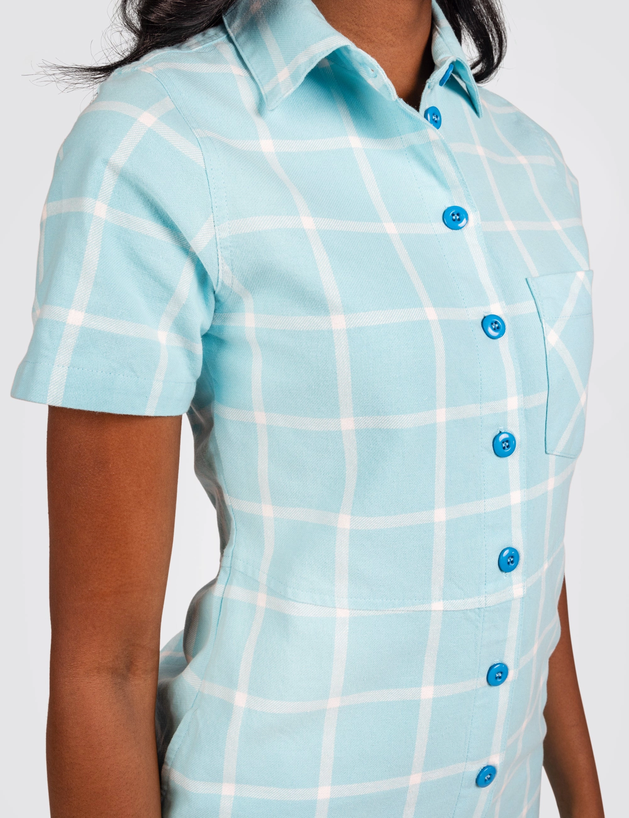 Sky Grid Diner Dress