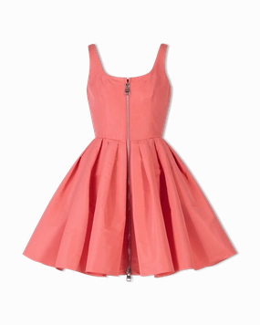 Sleeveless Taffeta Zipfront Mini Dress