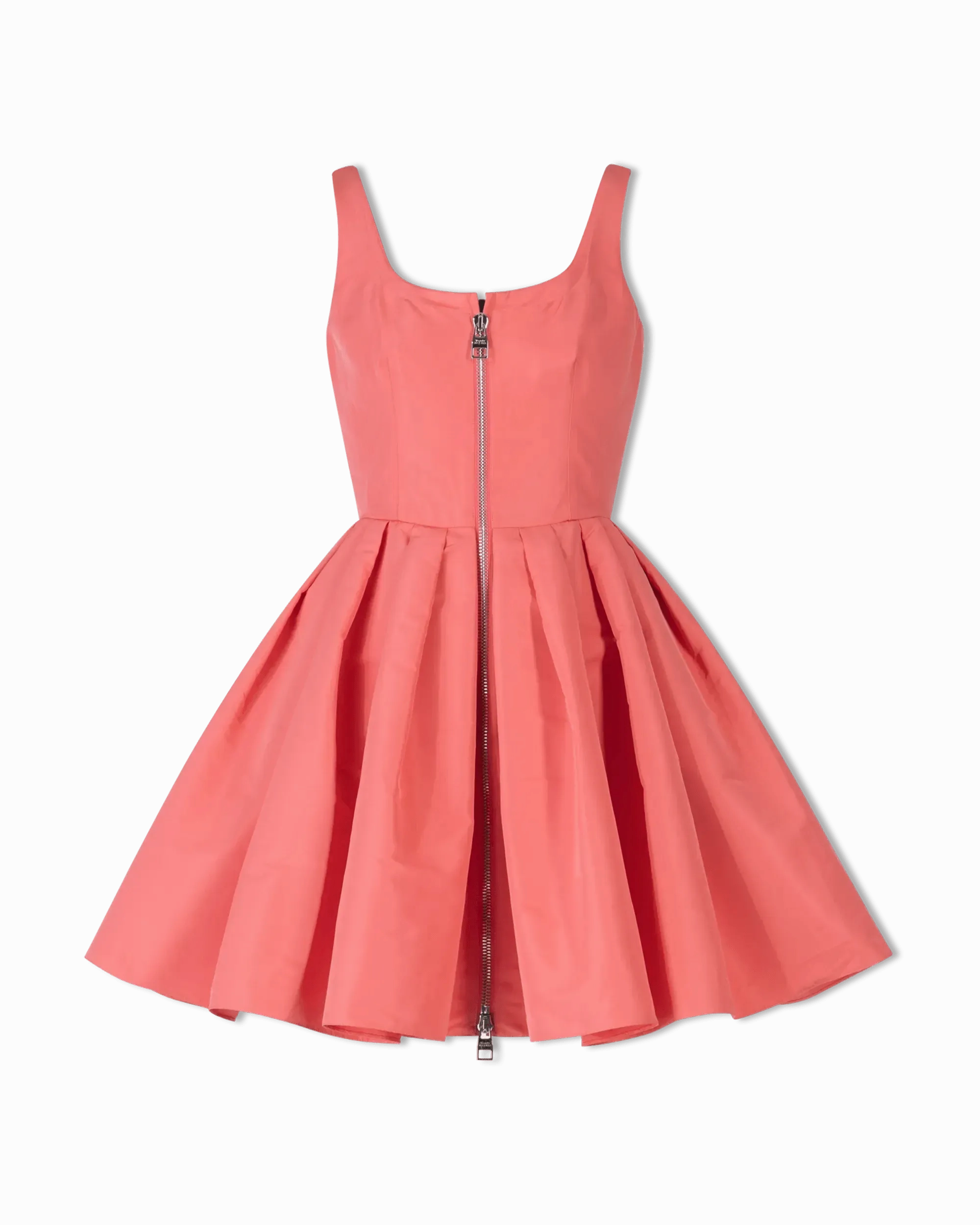 Sleeveless Taffeta Zipfront Mini Dress