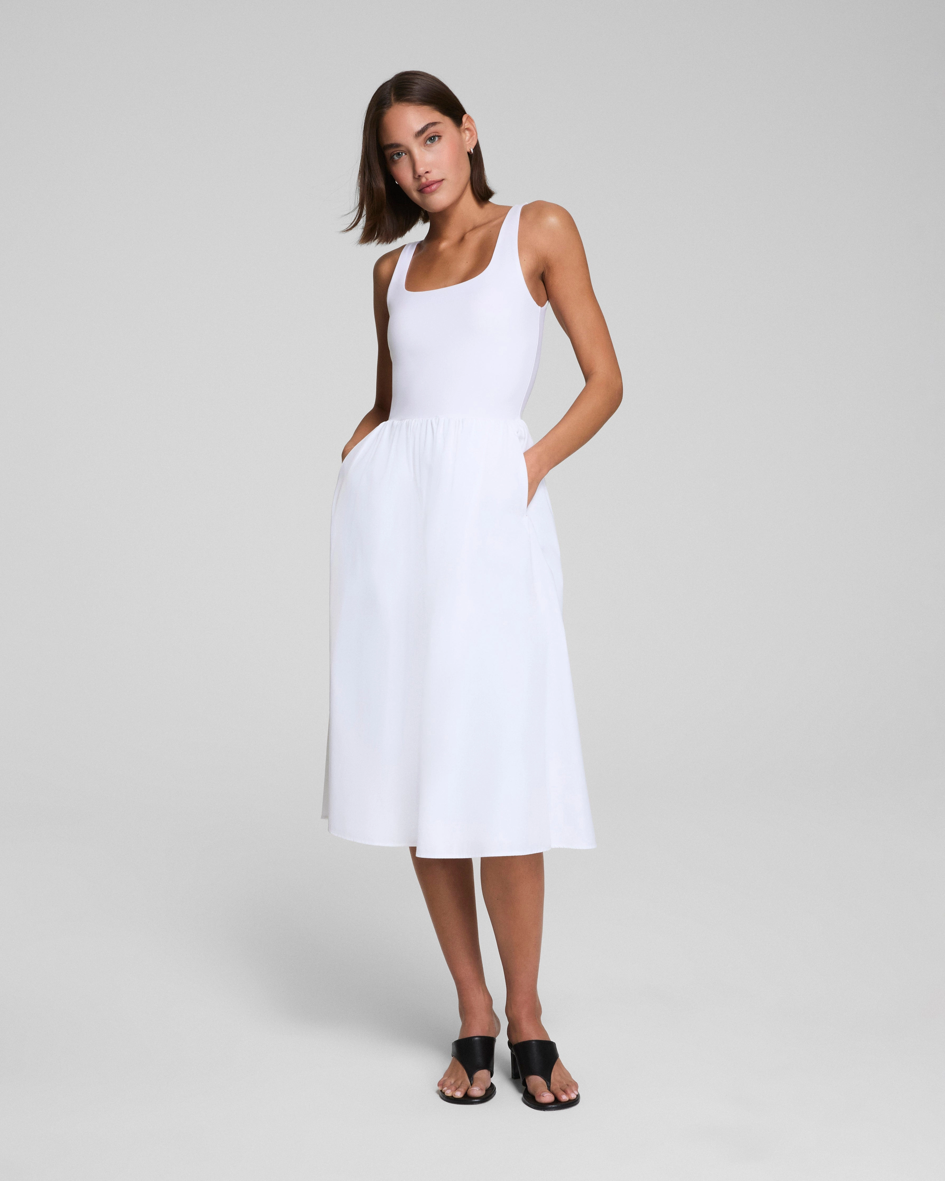 SPANXsmooth™ Jersey Scoop Neck Tank Midi Dress, White
