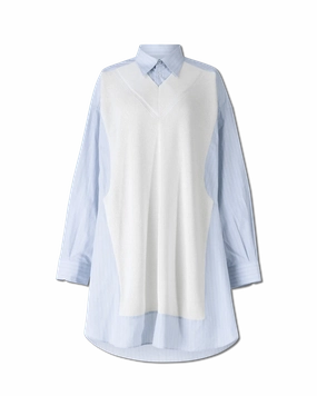 Spliced Knit Shirt Dress