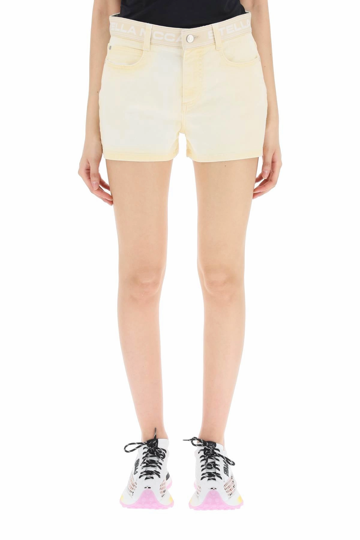 Stella McCartney Logo Waistband Denim Shorts