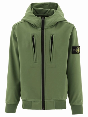 Stone Island Junior Logo Patch Zip-Up Hooded Jacket