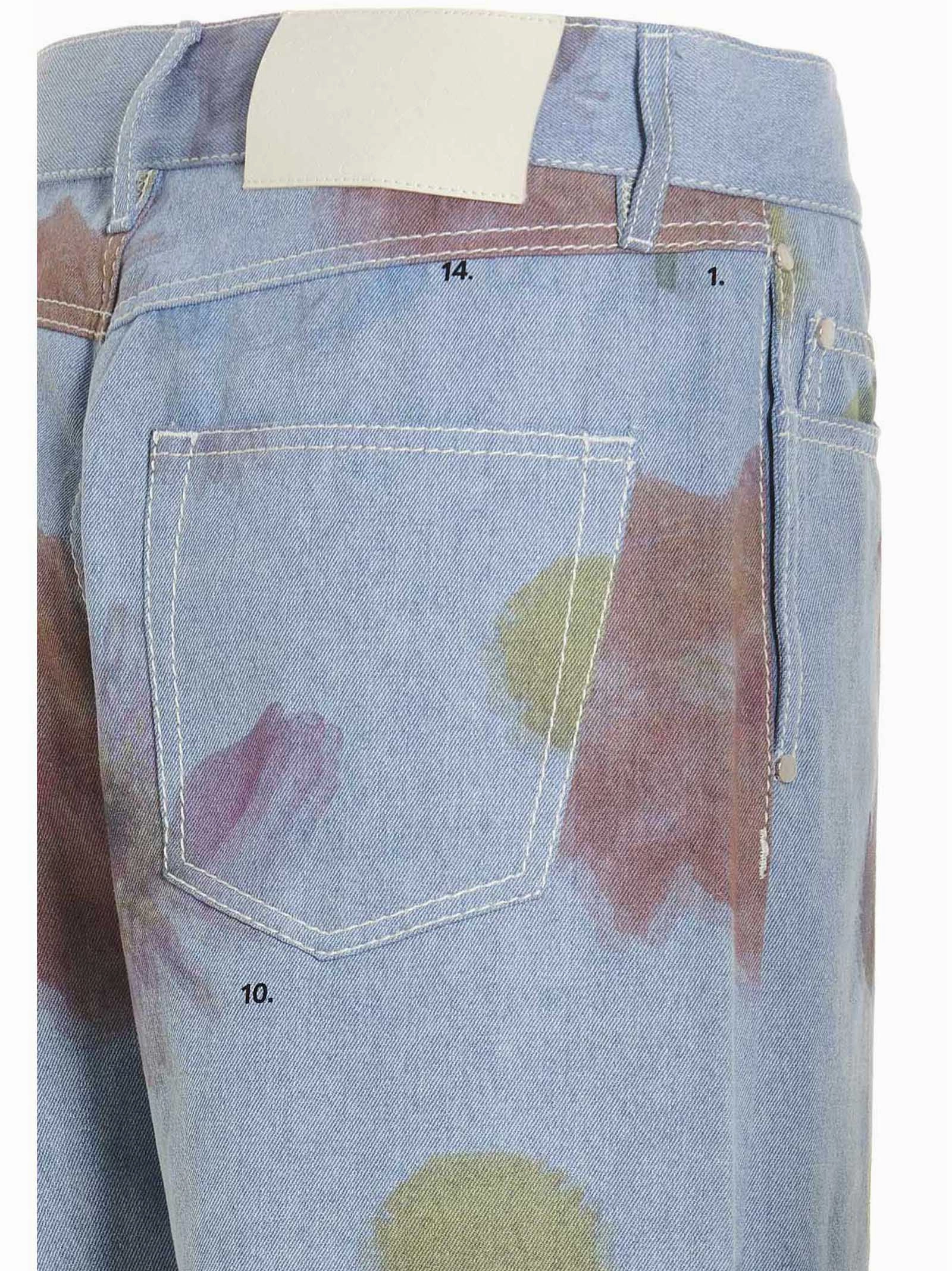 Sunnei Floral Print Tie-Dyed Jeans