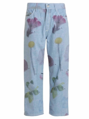 Sunnei Floral Print Tie-Dyed Jeans