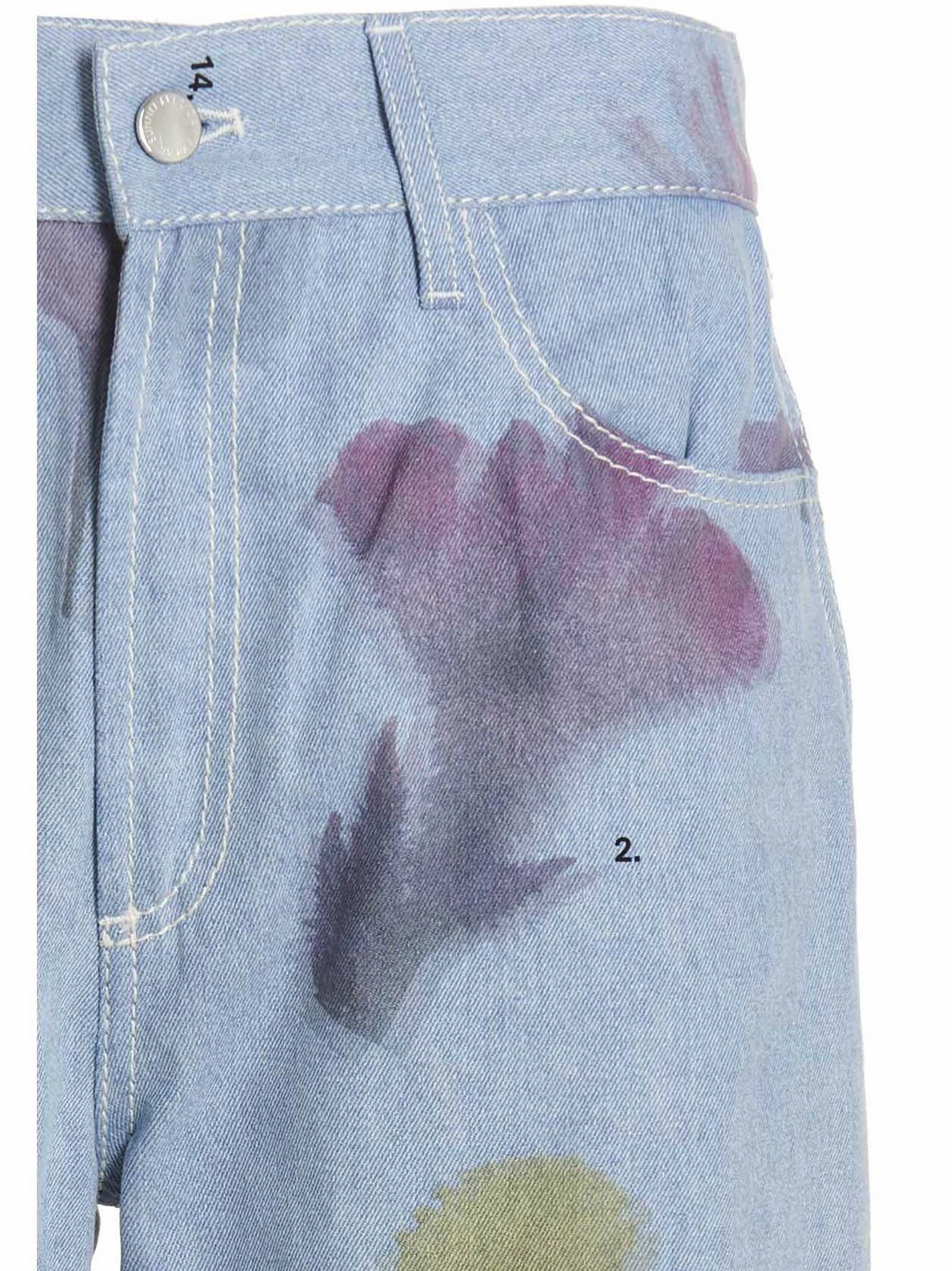 Sunnei Floral Print Tie-Dyed Jeans